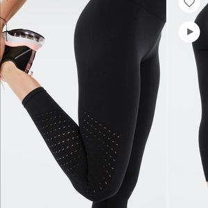 Fabletics Sync High-Waisted Perforated 7/8 Leggings in Black